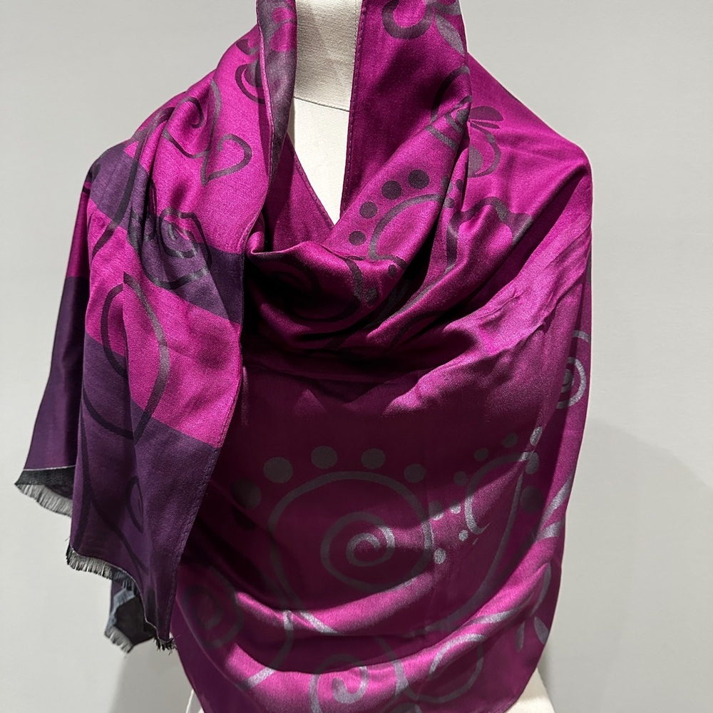 Elegant Fuchsia and Grey Scarf